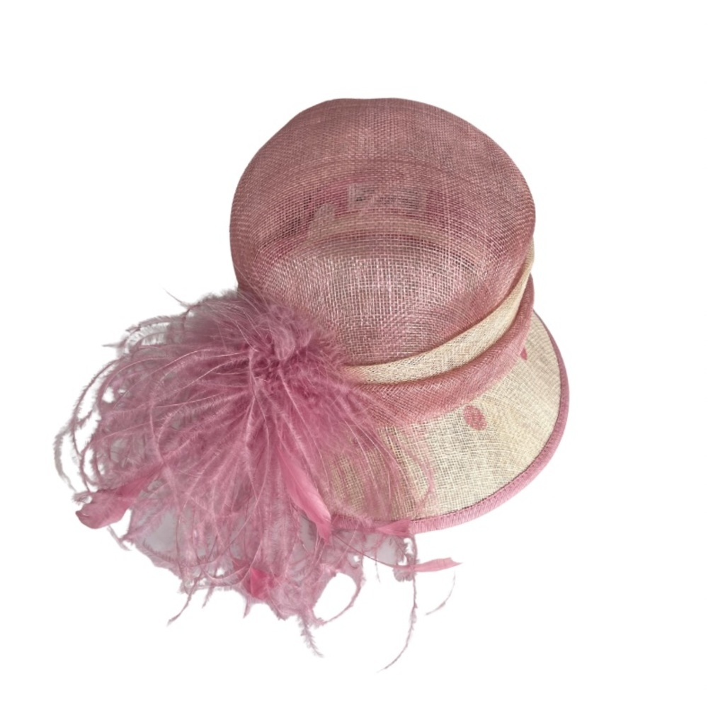 Fine Millinery by August Accessories || Straw Hat || Tan, Pink